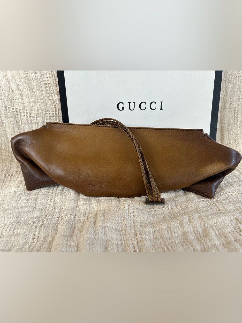Archival Gucci by Tom Ford SS 2002 Runway Braided Leather Clutch